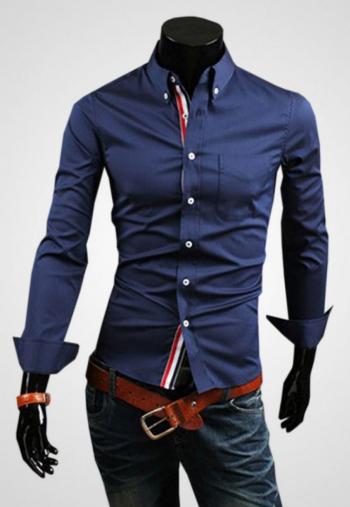 CLEARANCE SALE OF BLUE CASUAL SHIRT WITH CONTRAST TIPPING - Men Clothing - Best Price in Pakistan - HitShop.pk